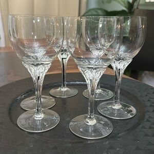 6 Belfour black stemmed hand made crystal cordial glasses
